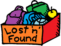 box with various lost and found items 