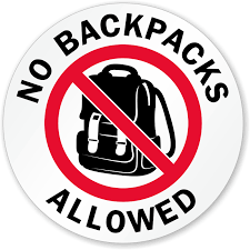 No backpakcs